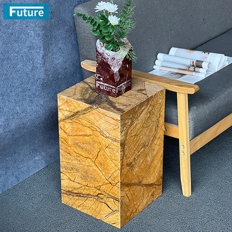 Plinth Marble Cube Table