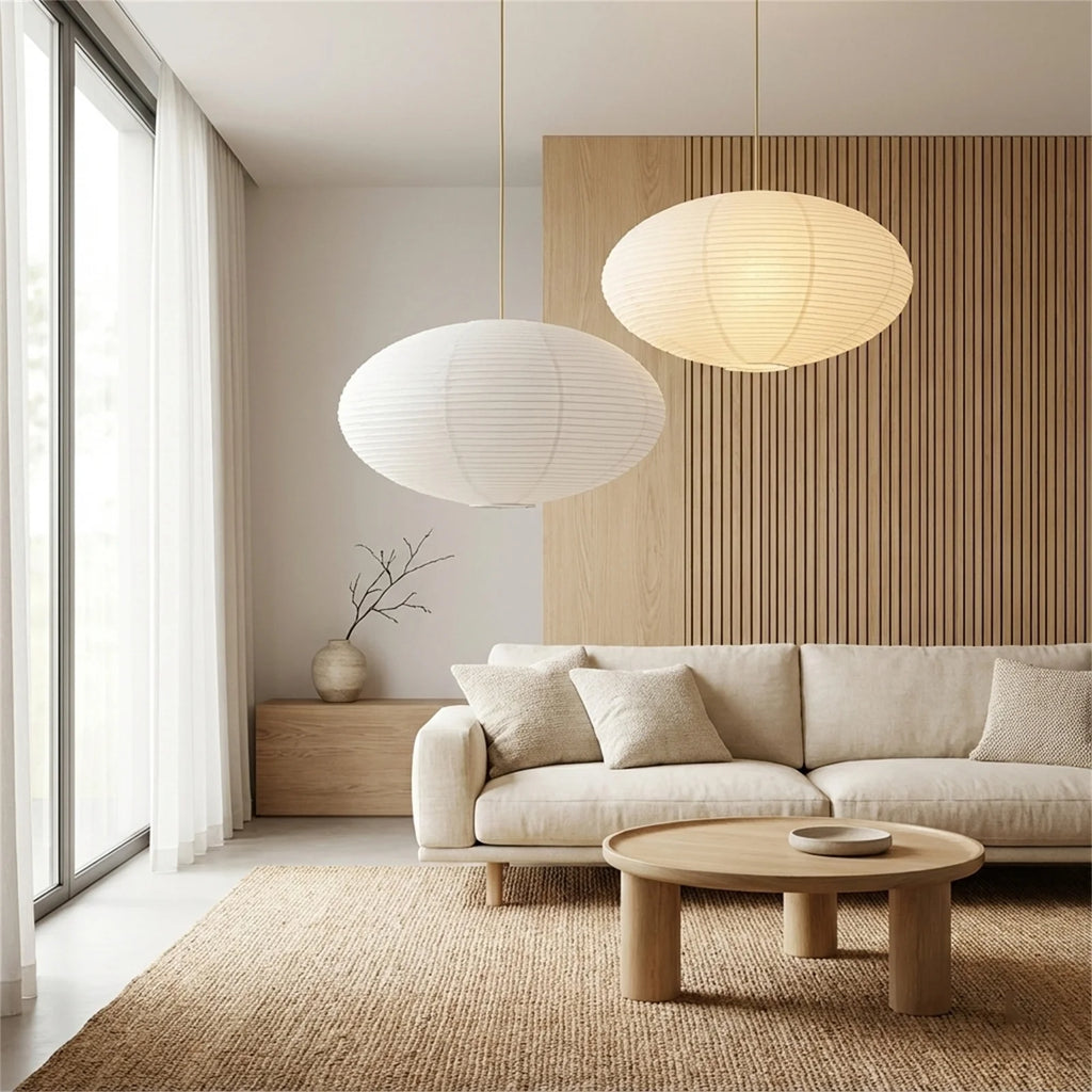 2Pcs White Oval Paper Lantern Lampshade