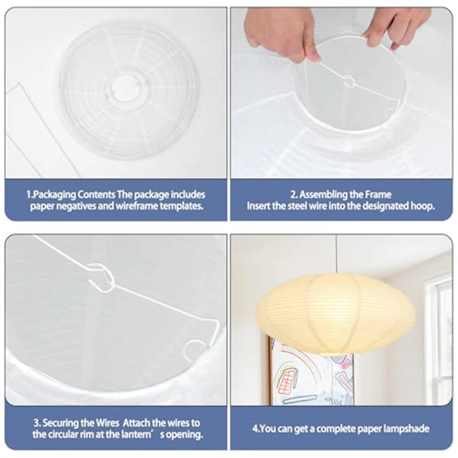 2Pcs White Oval Paper Lantern Lampshade